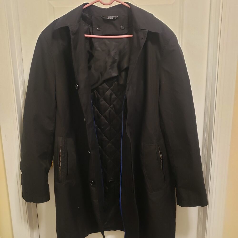 Tom James Mid-Length Raincoat & Single Breast Removable Quilted Liner Black Coat